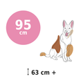CollieBall 95 cm — for dogs 63 cm and up at the shoulder, size infographic